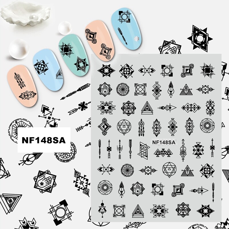 Geometric Signs Nail Sticker Graphic Stripes Lines Design Totem Abstract Figure