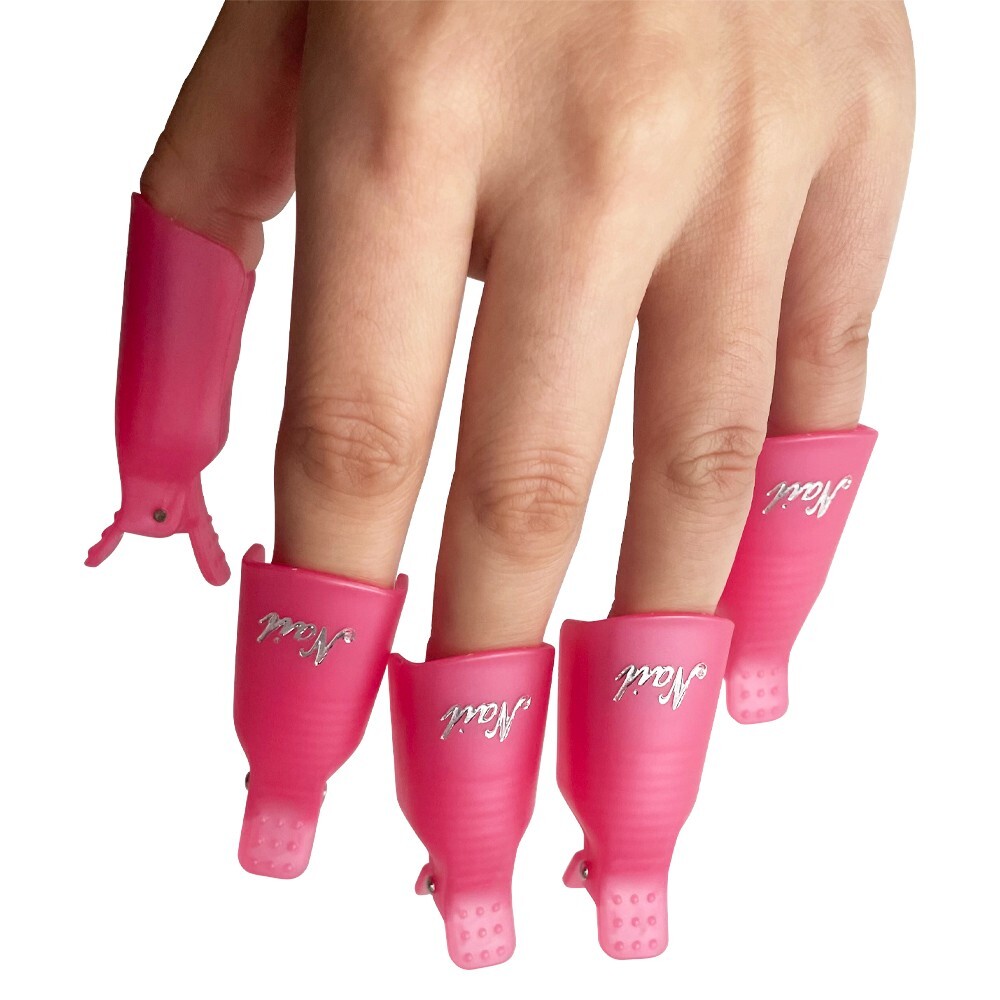 Nail Remover Finger Caps Remove Nail Gel Polish Nail Art Tools Pink 10pcs Set