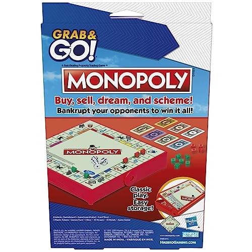 Grab ‘N GO Travel Game Monopoly One Size, Multicolor