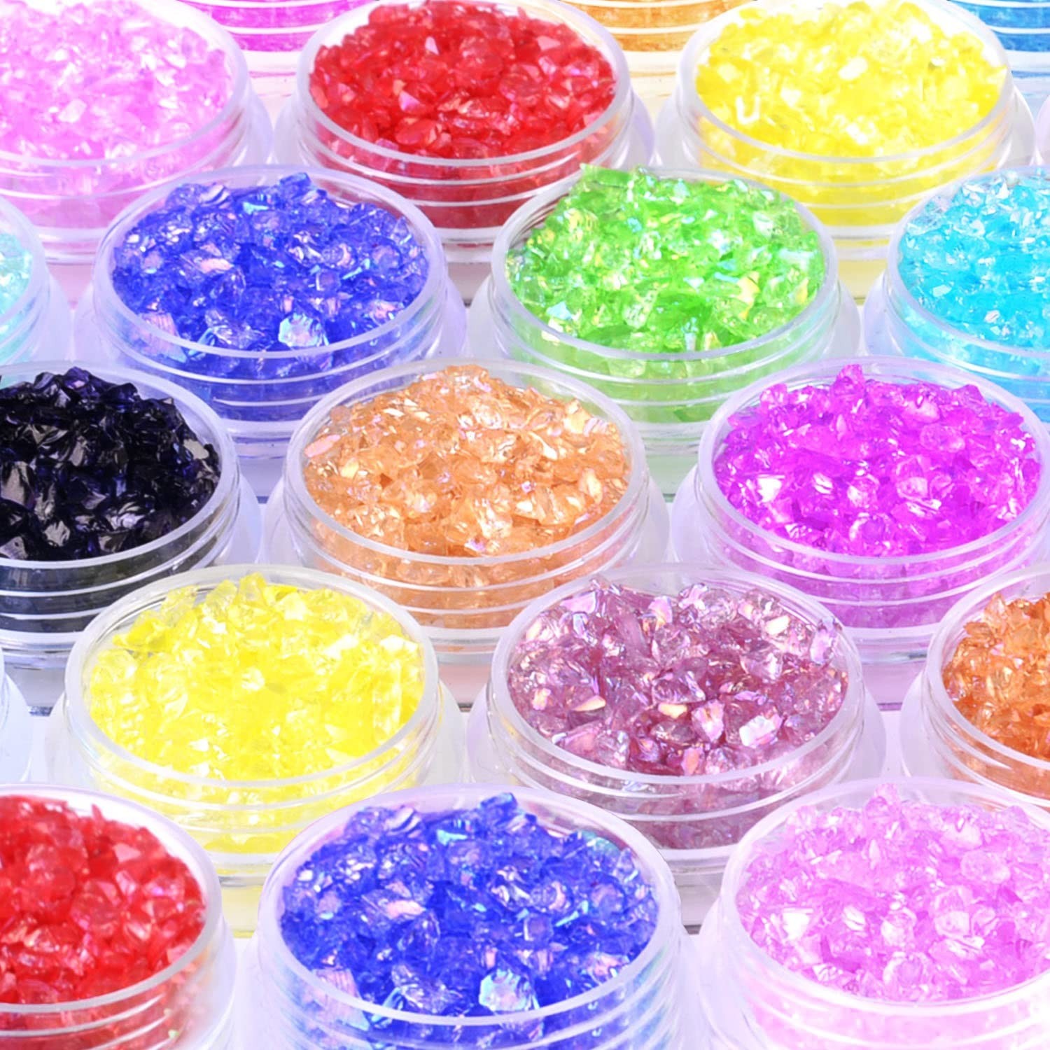 12 Box Transparent Crushed Glass Craft Glitter for Resin Art,Small Broken Gla…