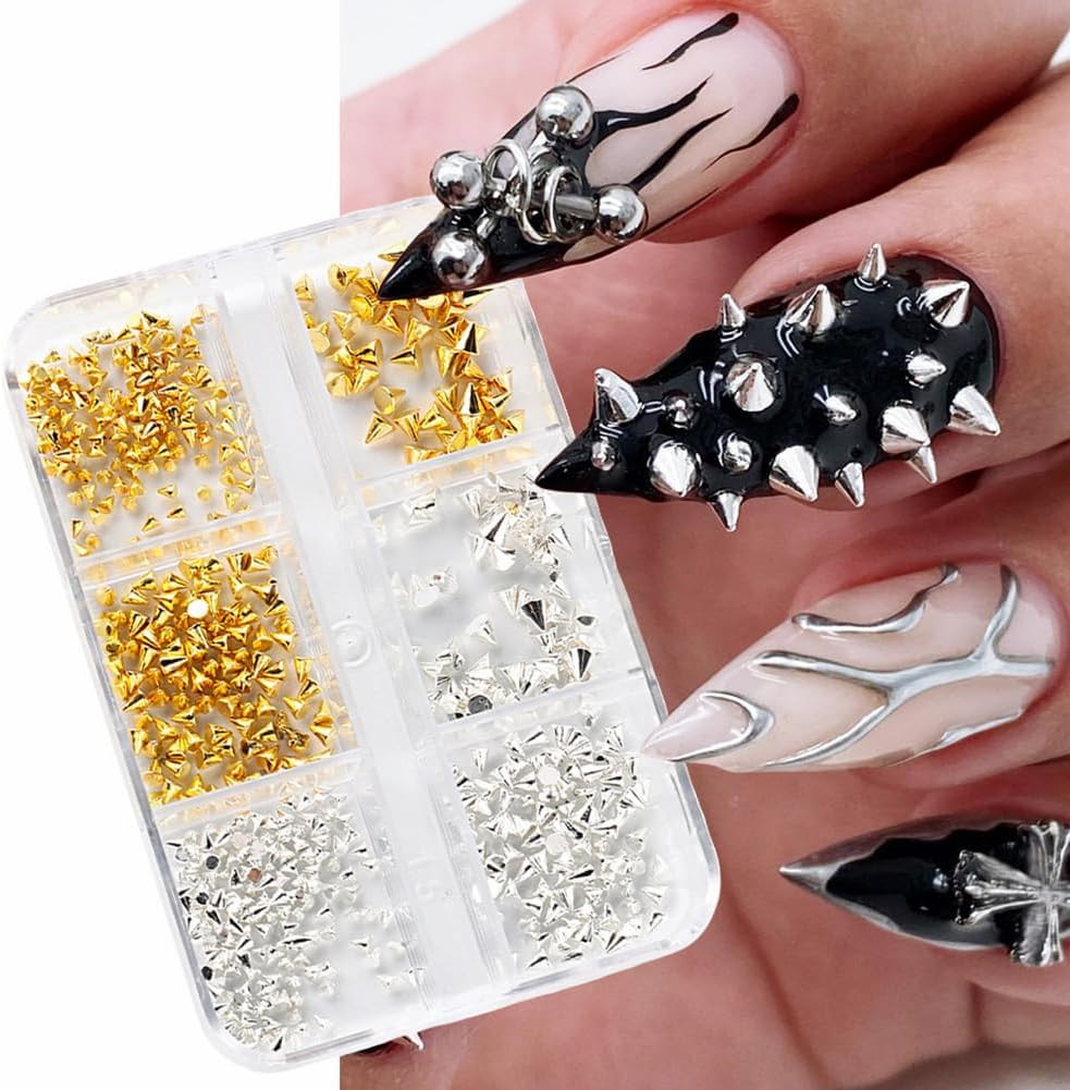 Metal Nail Studs Art – Punk Nail Studs Charms – 3D Gothic Nail Charms Studs, Con