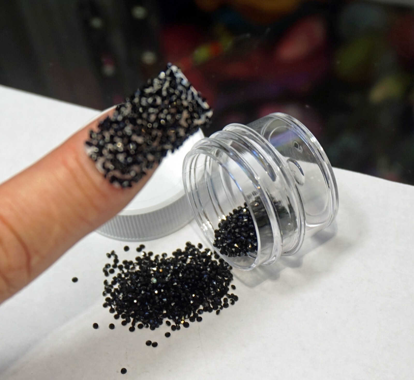 PREMIUM BLACK CRYSTALS FOR NAILS 1000 Pixiecrystals 3D Nail Art Small Gift