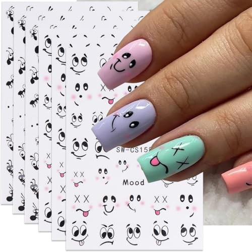 Cute Expression Nail Art Stickers Cute Black Ant Cartoon Nail Decals style3