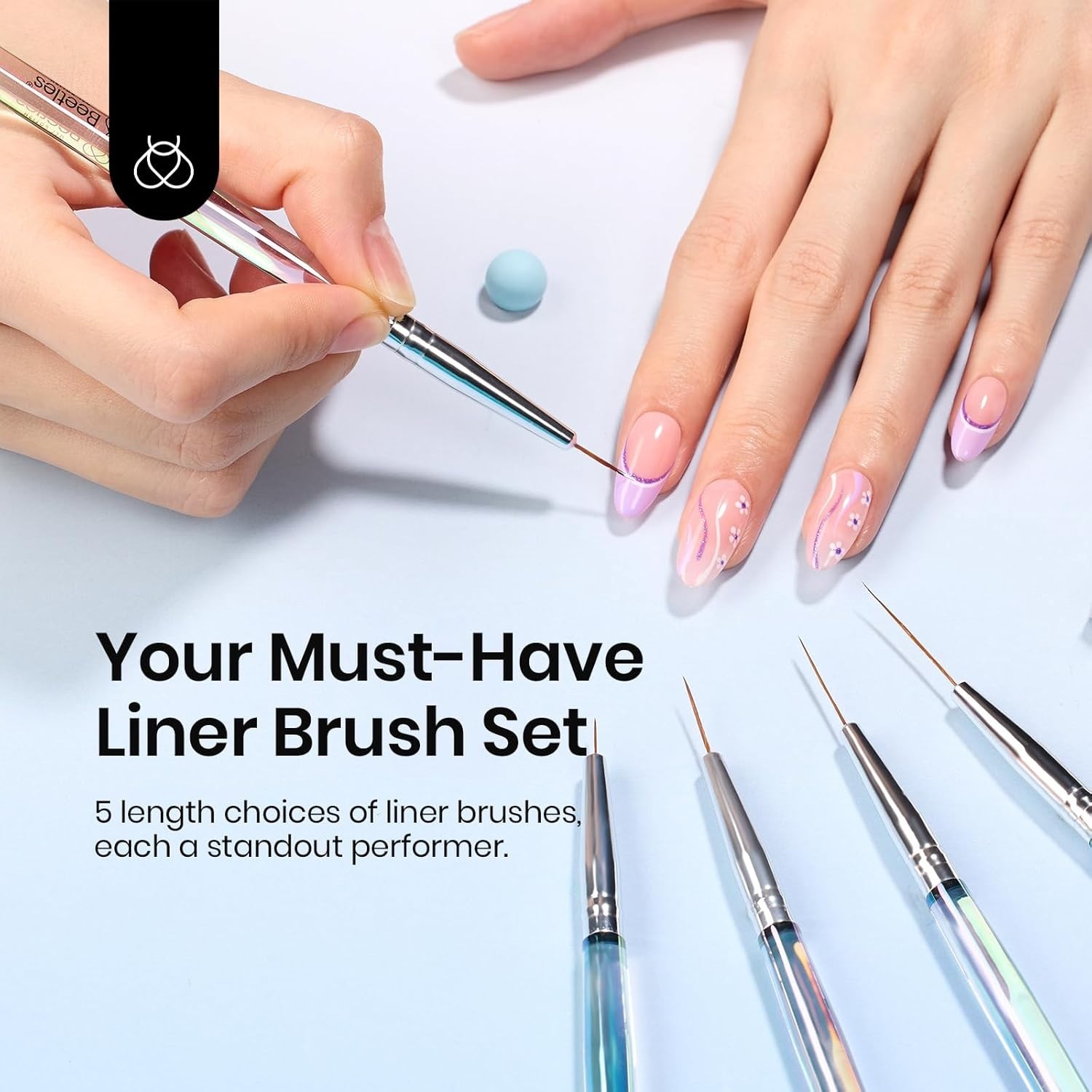 5 Size Professional Nail Art Brushes for Intricate Styling & Creative Designs