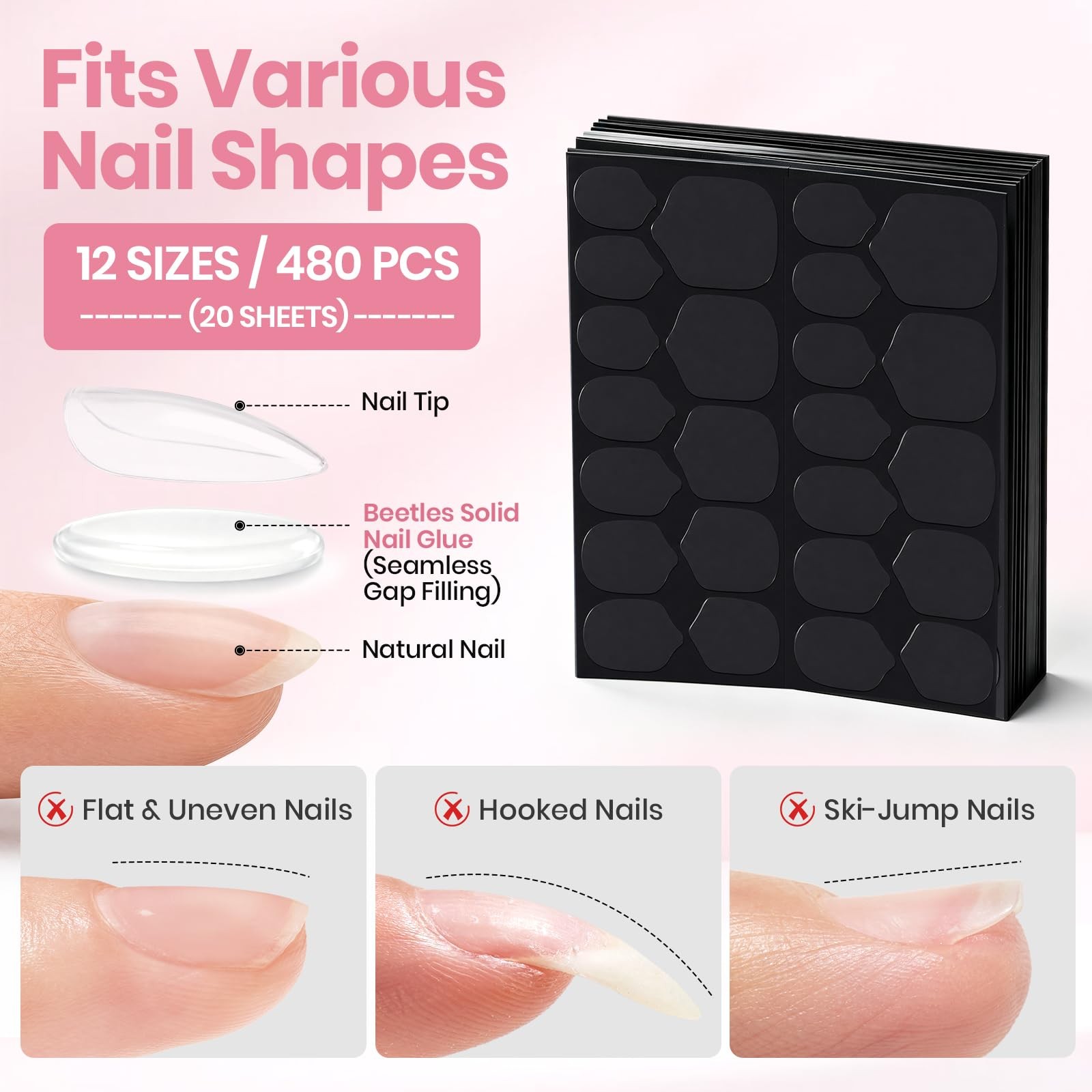 Beetles Nail Adhesive Tabs for Press On Nails, Strong Hold Nail Glue Tabs | 4…