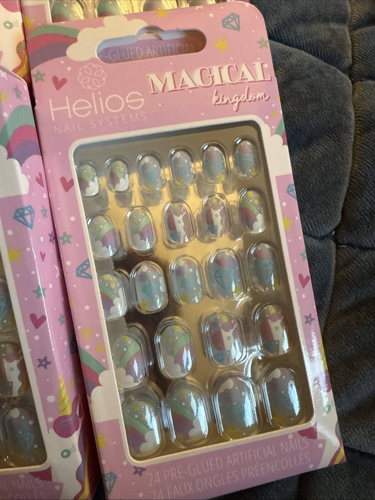 Lot of 4 Helios Kids Press On Nails Magical Kingdom Rainbow