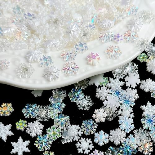 100Pcs Winter Nail Charms Christmas Snowflake Nail Gems Snowflake Nail Charms-3