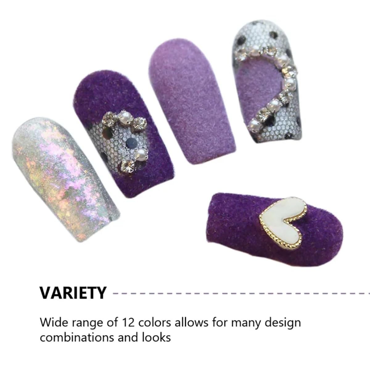 12 Color/Set Fuzzy Flocking Velvet Nail Glitter Pigment Velvet for Nail DIY U…