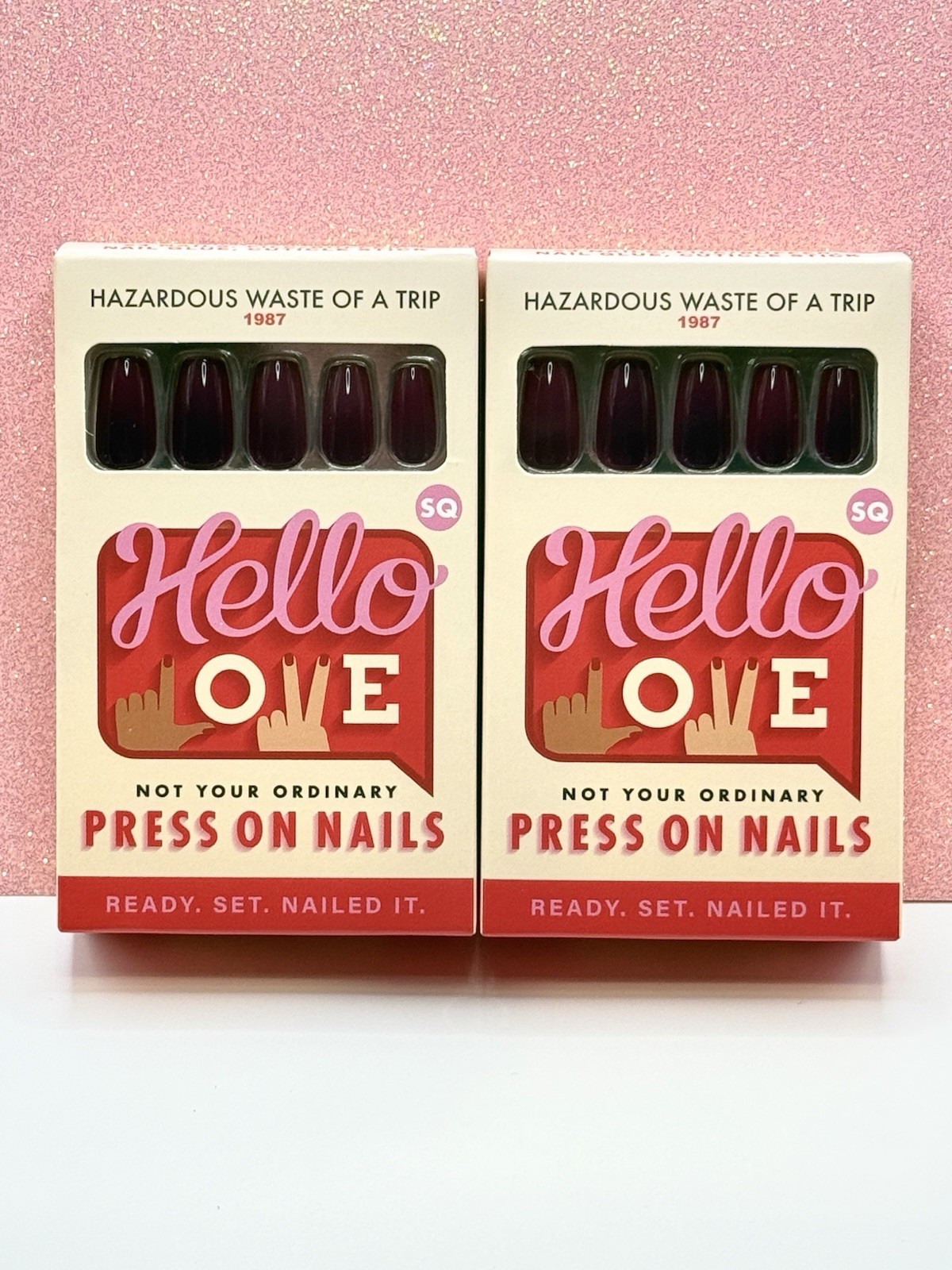 Hello Love Press-On Nails Coffin Dark Purple Hazardous Waste Of A Trip -Set Of 2
