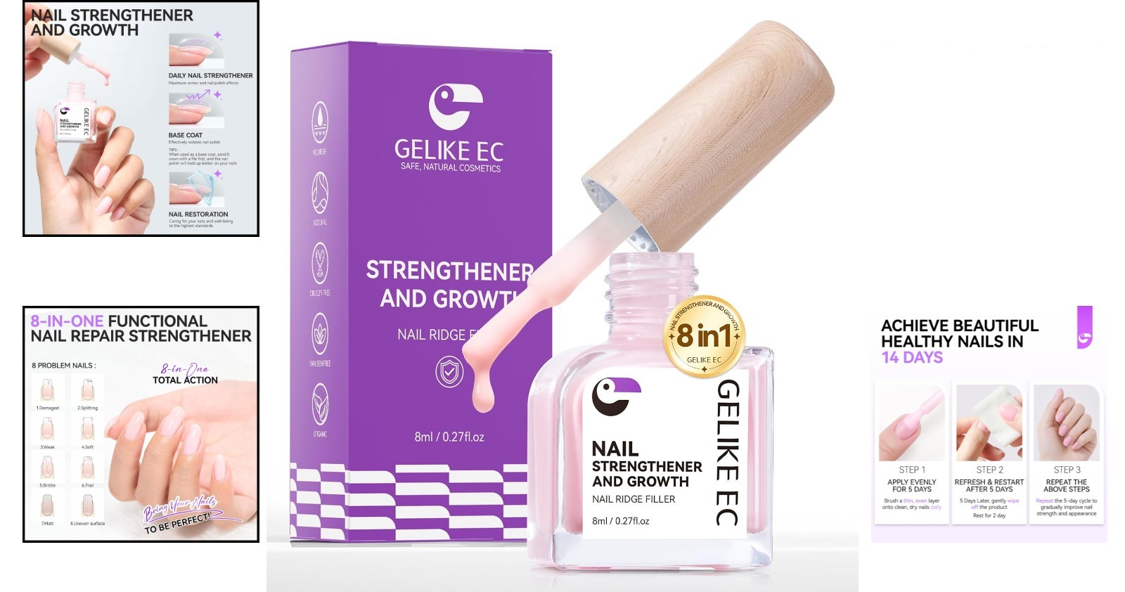 Transform Your Nails with 8-in-1 Strengthener & Growth Formula – 0.27 Fl Oz