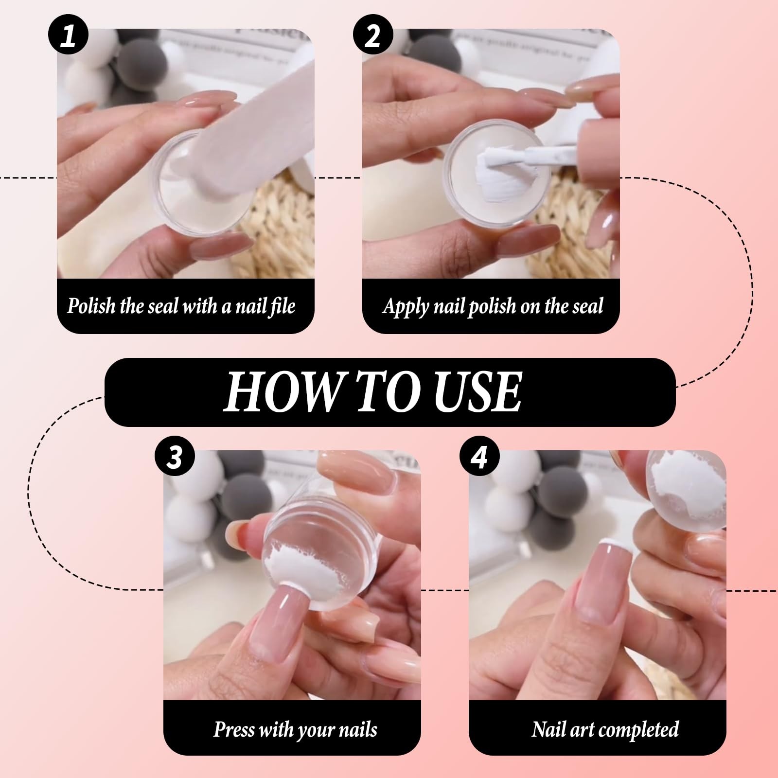 French Tip Tool Nail Stamper,Silicone Nail Design Tools with Scraper