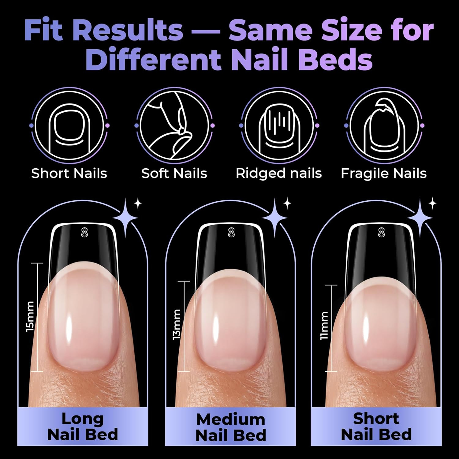 Medium Square Nail Tips: 450PCS Medium Fake Acrylic Gel Nail Tips 15 Sizes Soft