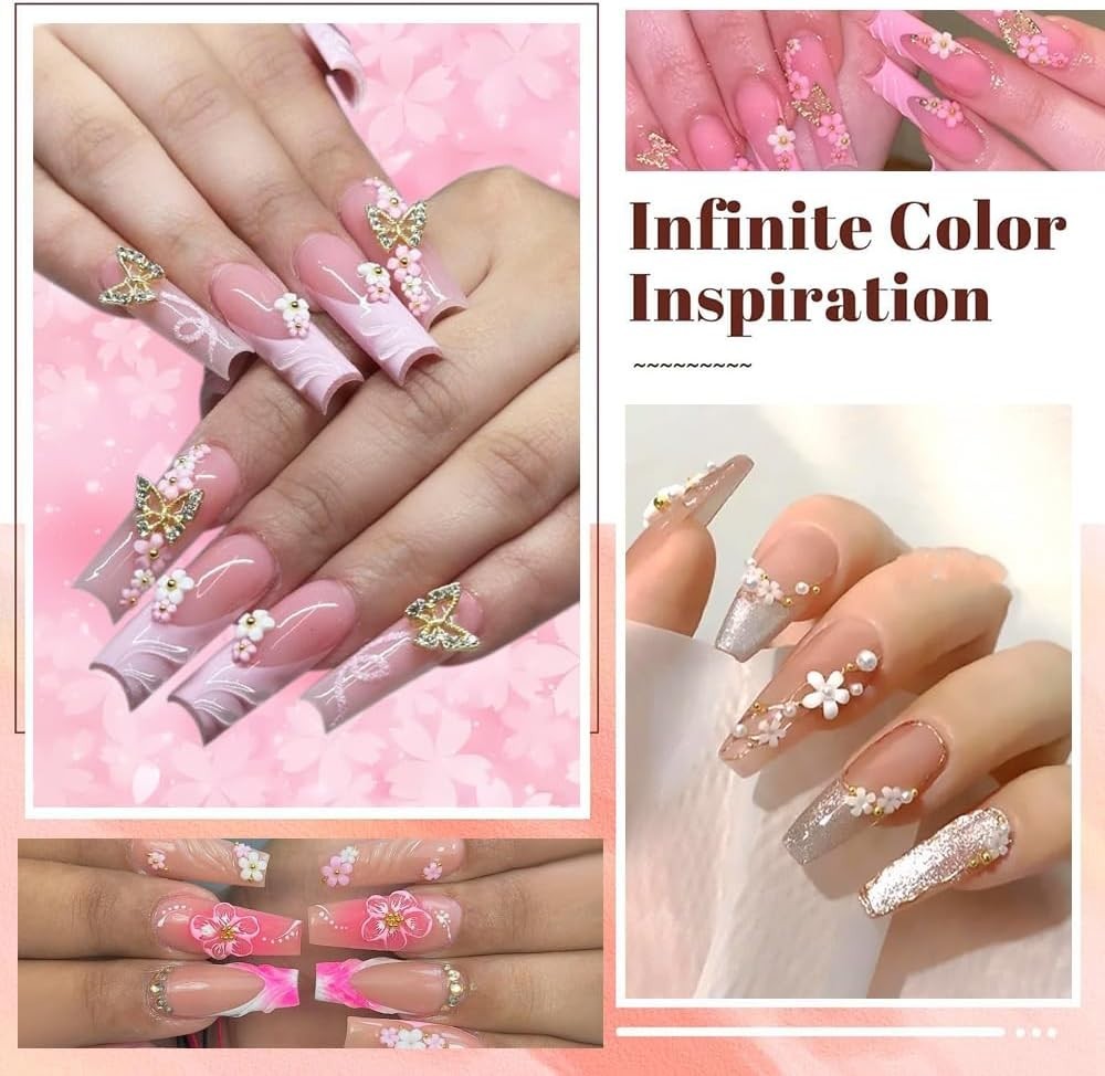 Chic 3D Flower Nail Art Decorations – 2 Boxes of Acrylic Gems for DIY Creations