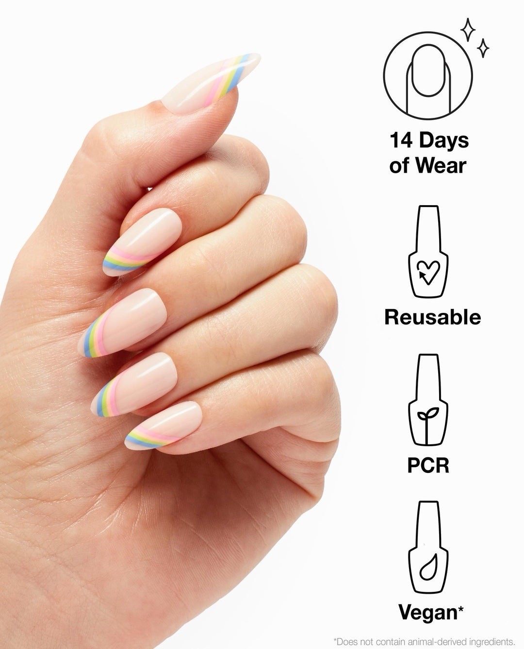 OPI xPRESS/ON Press-On Nails A Me-For-All Long Almond Rainbow Tip Gel-Like NIB