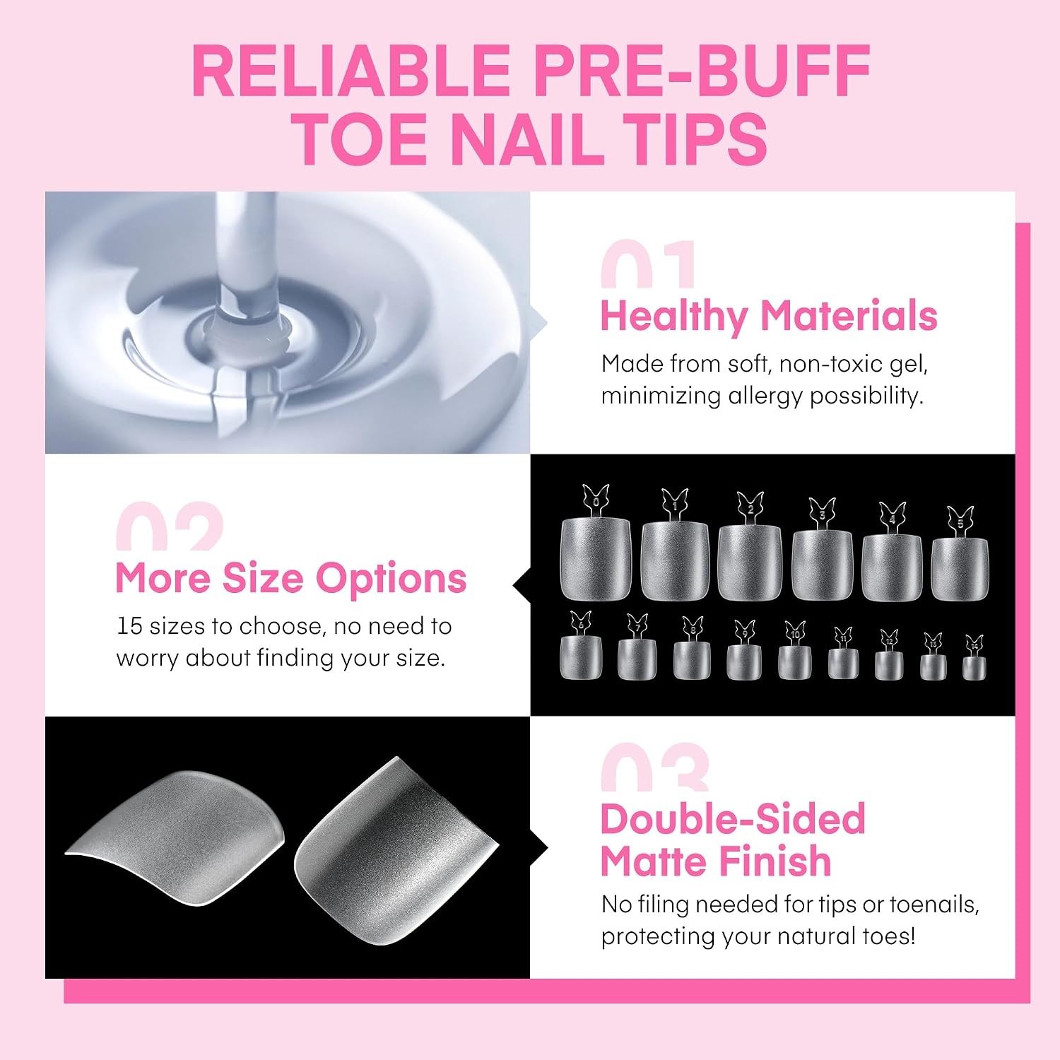Elegant 504 Pcs Square Soft Gel Toe Nail Tips – Perfect for Every Occasion