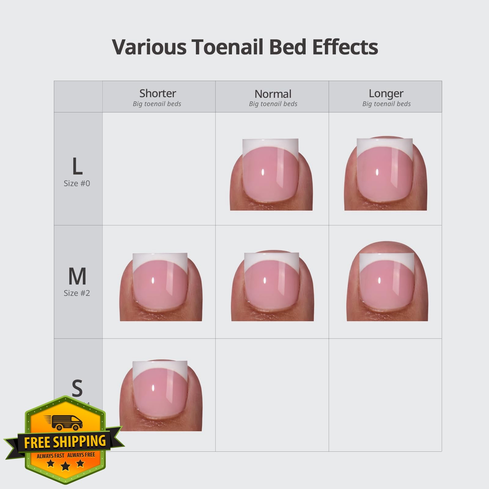 BTARTBOXNAILS Toe Nails Peach Black French Sharp Square S-L 150ct
