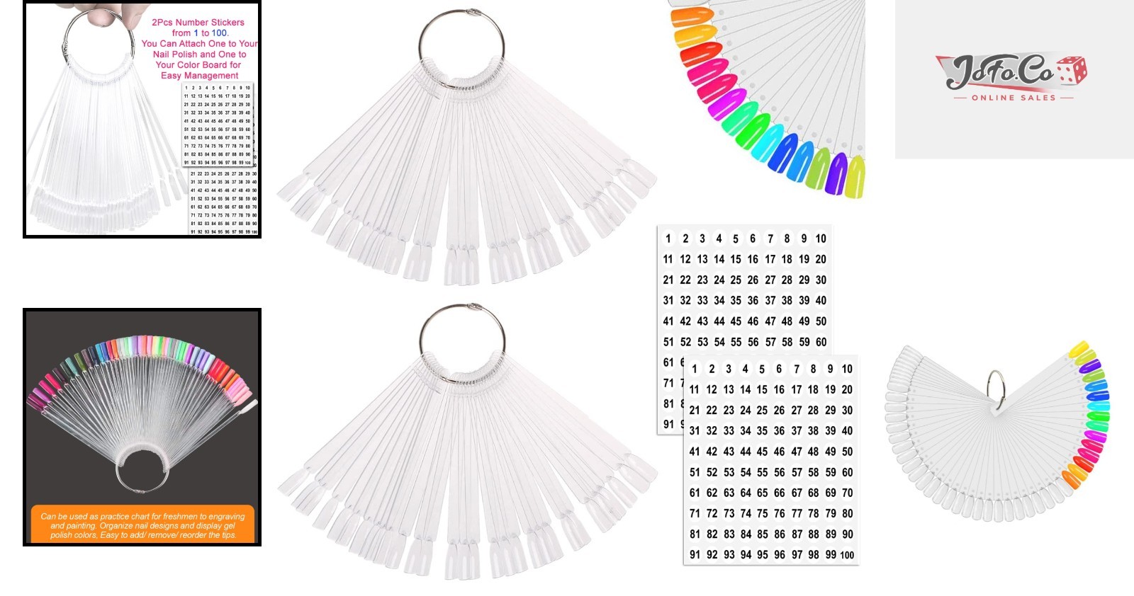 Durable 100 Pcs Transparent Nail Swatch Tips for Creative Nail Art & Display