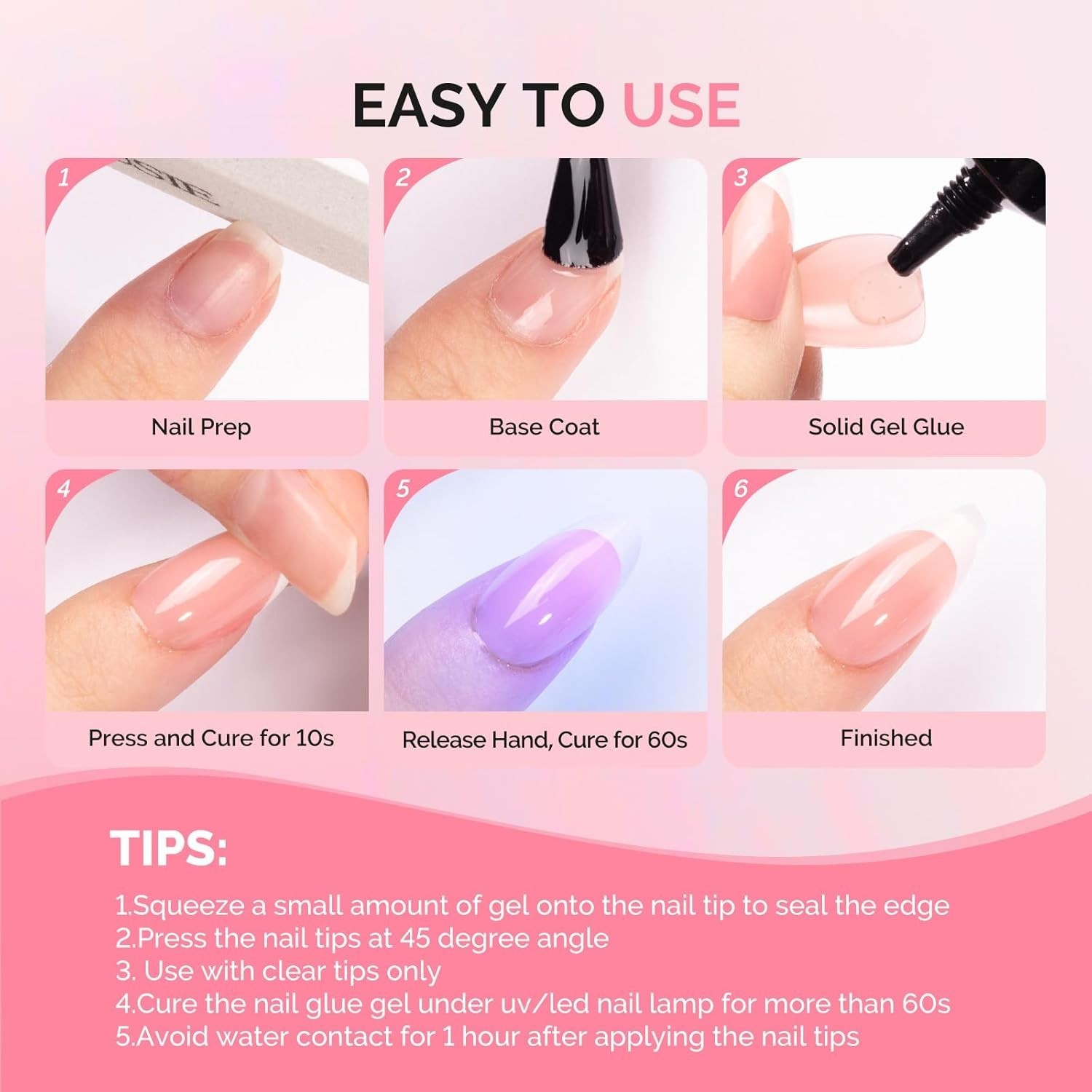 MelodySusie 20g*2Pcs Solid Nail Glue Gel, Super Strong&28+Days Long Last Soft Ge