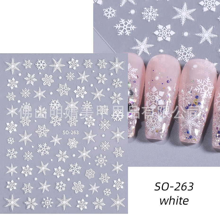 5Pcs Snowflake Star Christmas Nail Sticker Elegant Fashion Slide Decoration NH27
