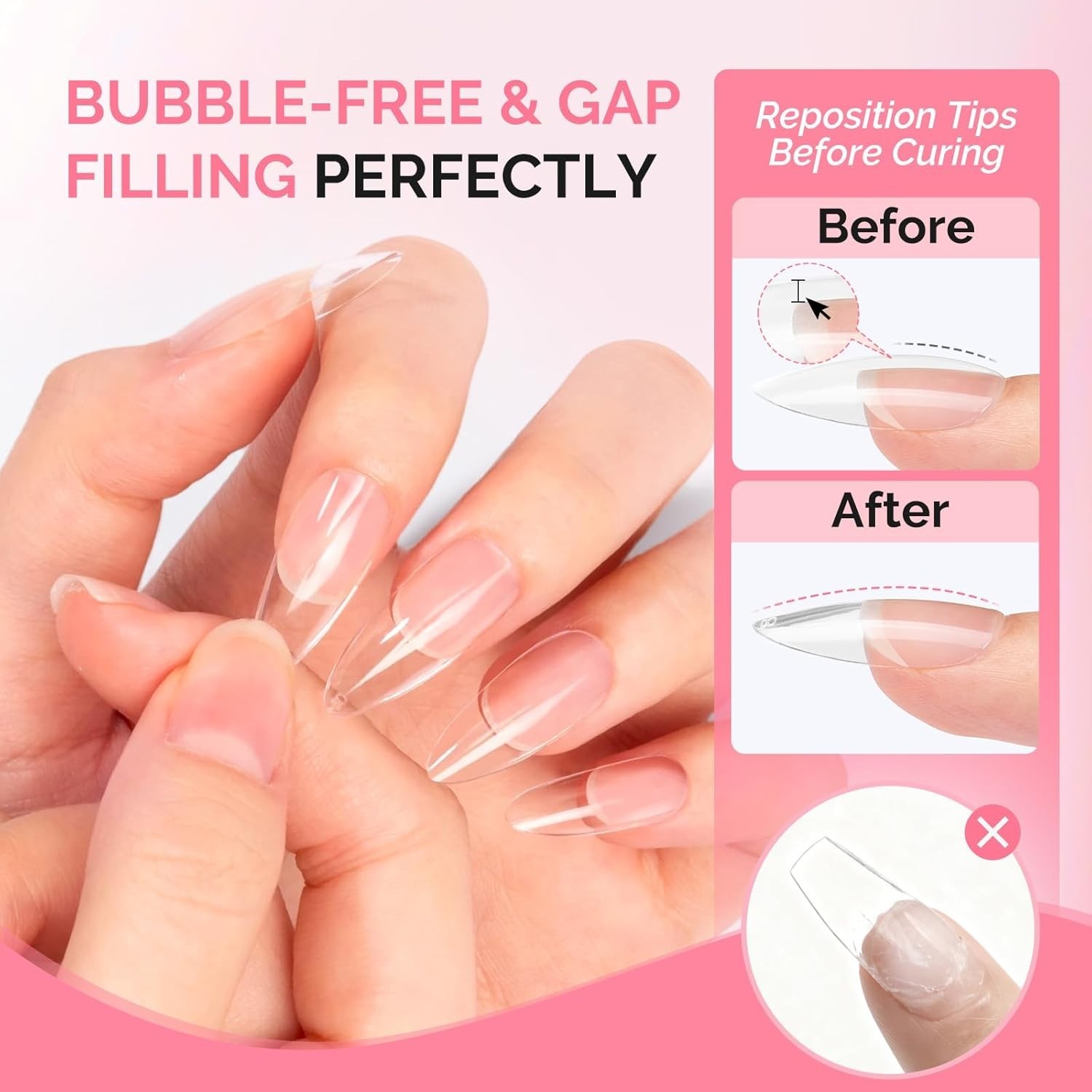 MelodySusie 20g*2Pcs Solid Nail Glue Gel, Super Strong&28+Days Long Last Soft Ge