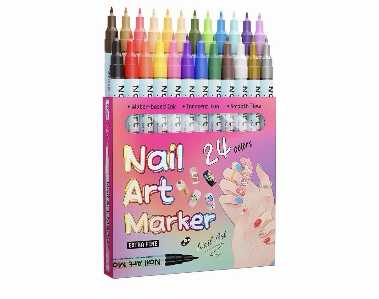 24 Colors Nail Art Pens Set Nail Art Marker Pen DIY Nail Painting Set