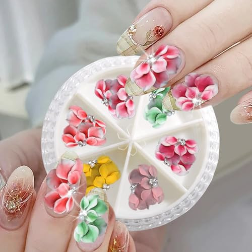 12pcs Simulation Flower for Nails 3D Flower Nail Charms Acrylic Nail Art
