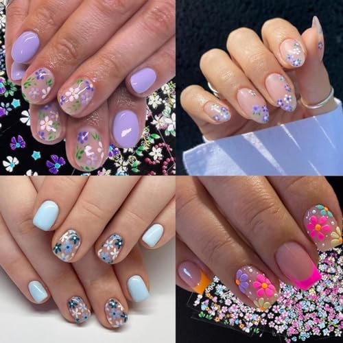 30 Sheets Flower Nail Stickers – Spring/Summer Nail Art Decals, 3D Self