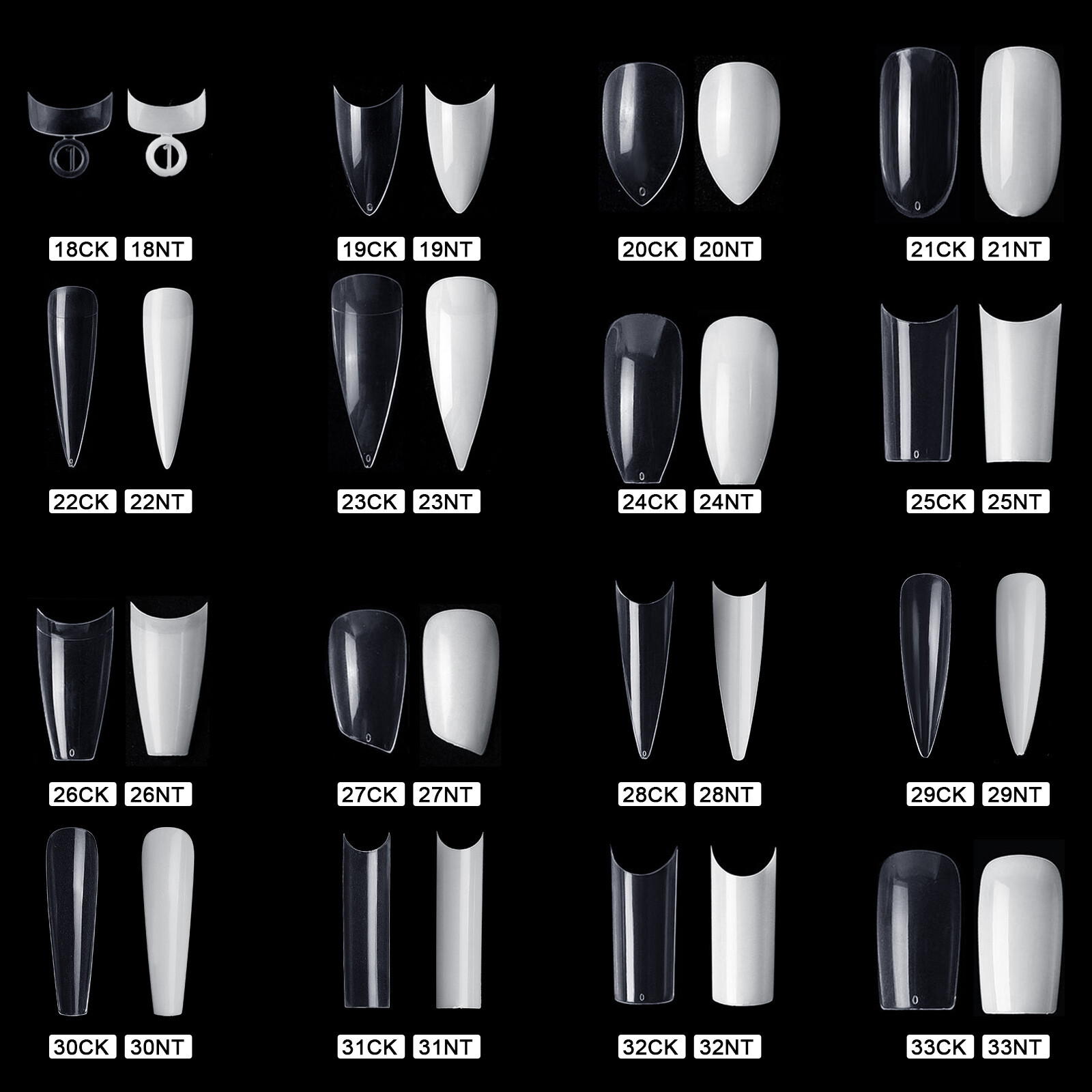 500Pcs French Acrylic False Nail Tips Coffin Stiletto Almond Nails Natural Clear