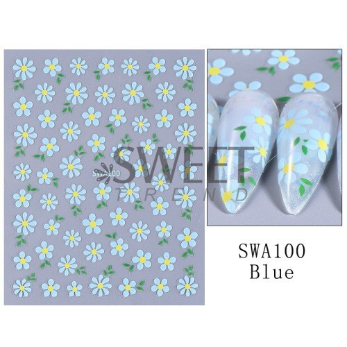 3 Sheets Daisy Stickers Nail Art DIY Design Waterproof Decal Manicure SWA NH28