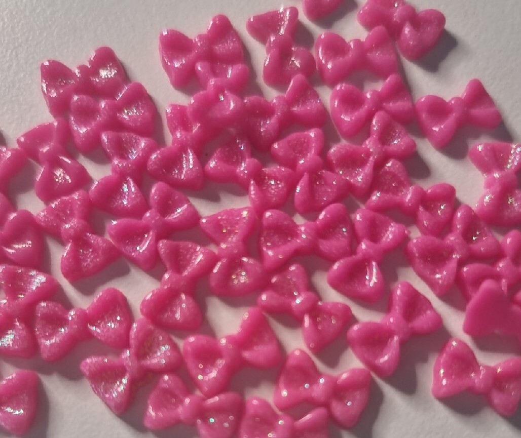 50pcs x 3D Acrylic Resin Glitter Nail Art PINK Craft Decoration