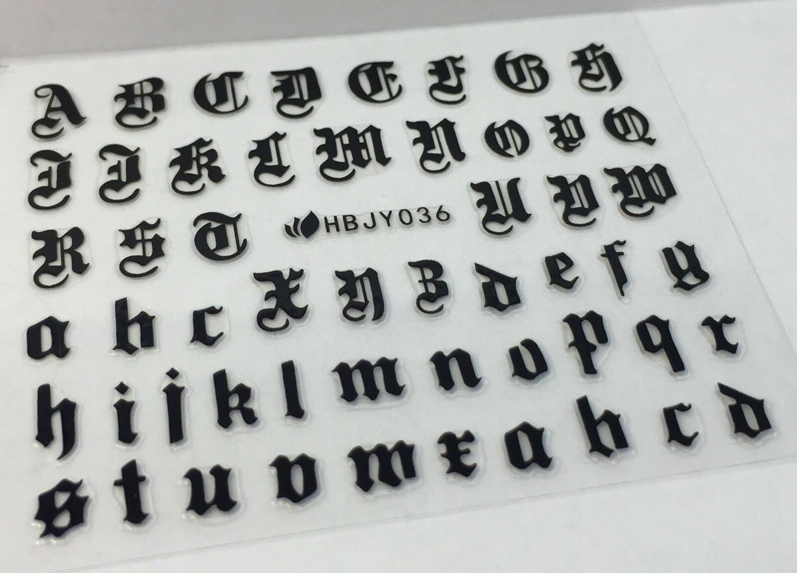 Nail Art 3D Decal Stickers Alphabet Letters Black HBJY036