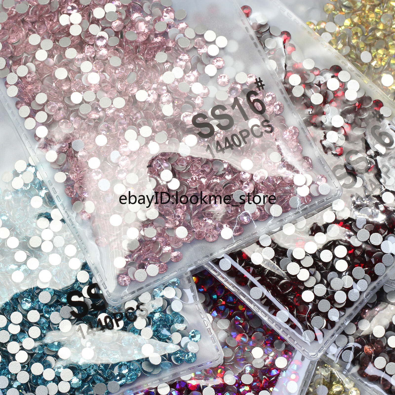 1440pcs 4mm (ss16) Crystal Glass Rhinestones Flatback Gems Nail Art Crafts Decor