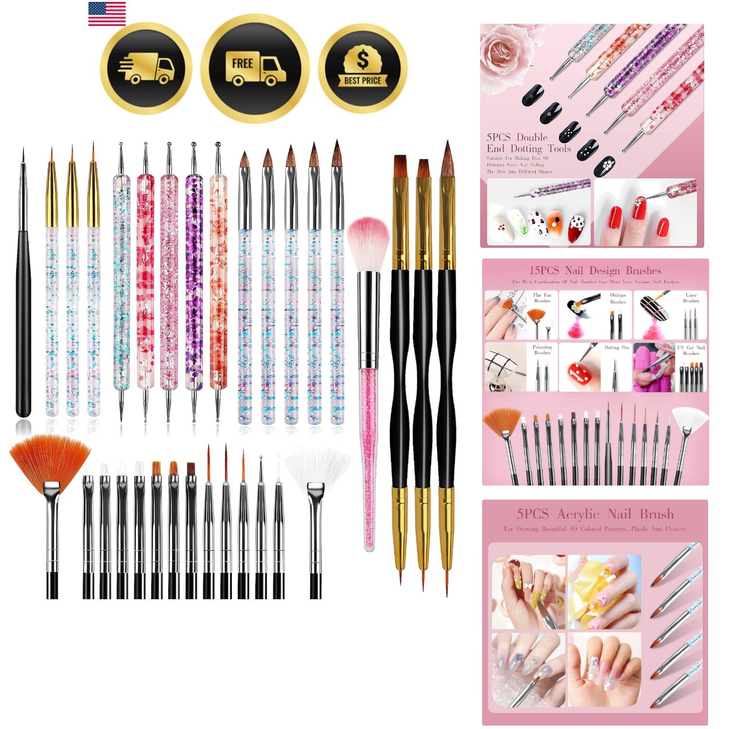 32pcs Nail Art Brushes,Acrylic Nail Brush,Nail Brushes For Nail Art,Nail Art …