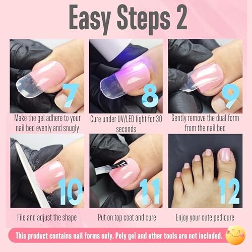 300 Pcs Toe Dual Nail Forms for Poly Gel Toenail Extension, Toe Nail Dual Form