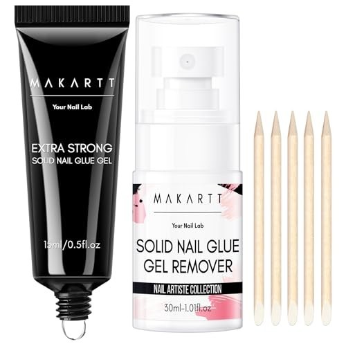 Super Strong Nail Glue & Remover Kit – 30ml Gel for Press-On Tips, Easy Polish R