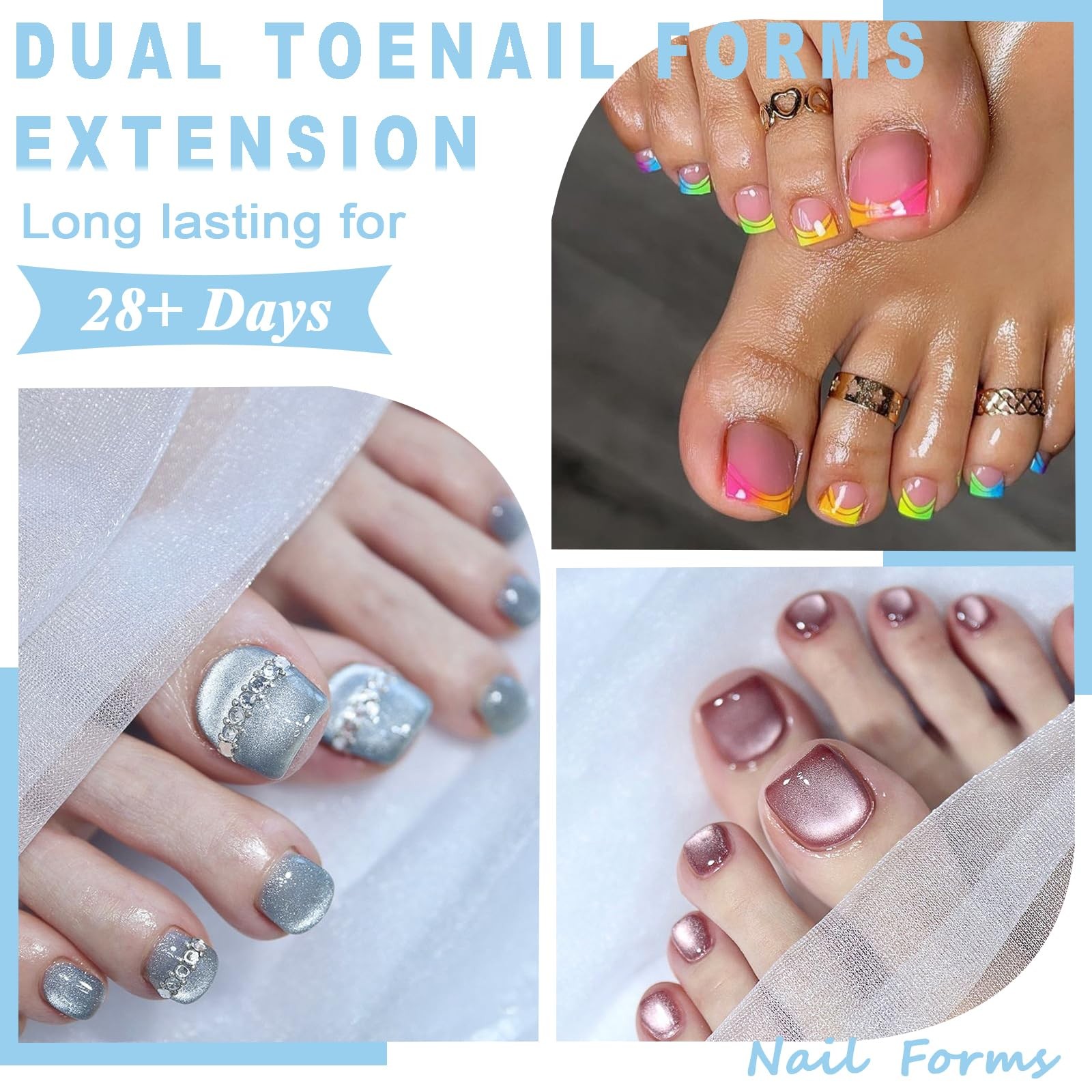 ASONRL 160 Pcs Toe Nail Forms 16 Sizes