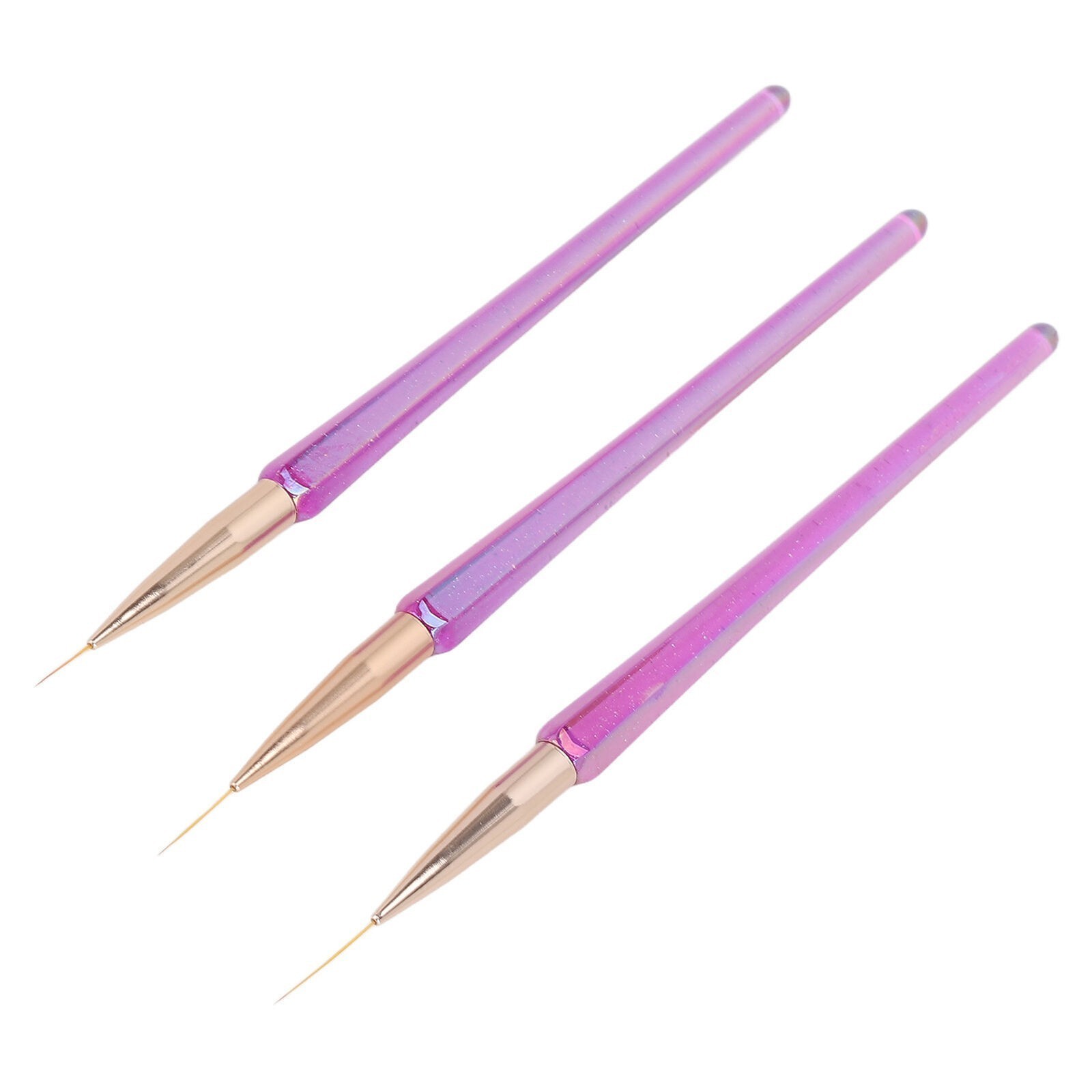 3pcs Nail Liner Brushes Set 12/16/21mm Super Fine Nail Art Striping Brushes