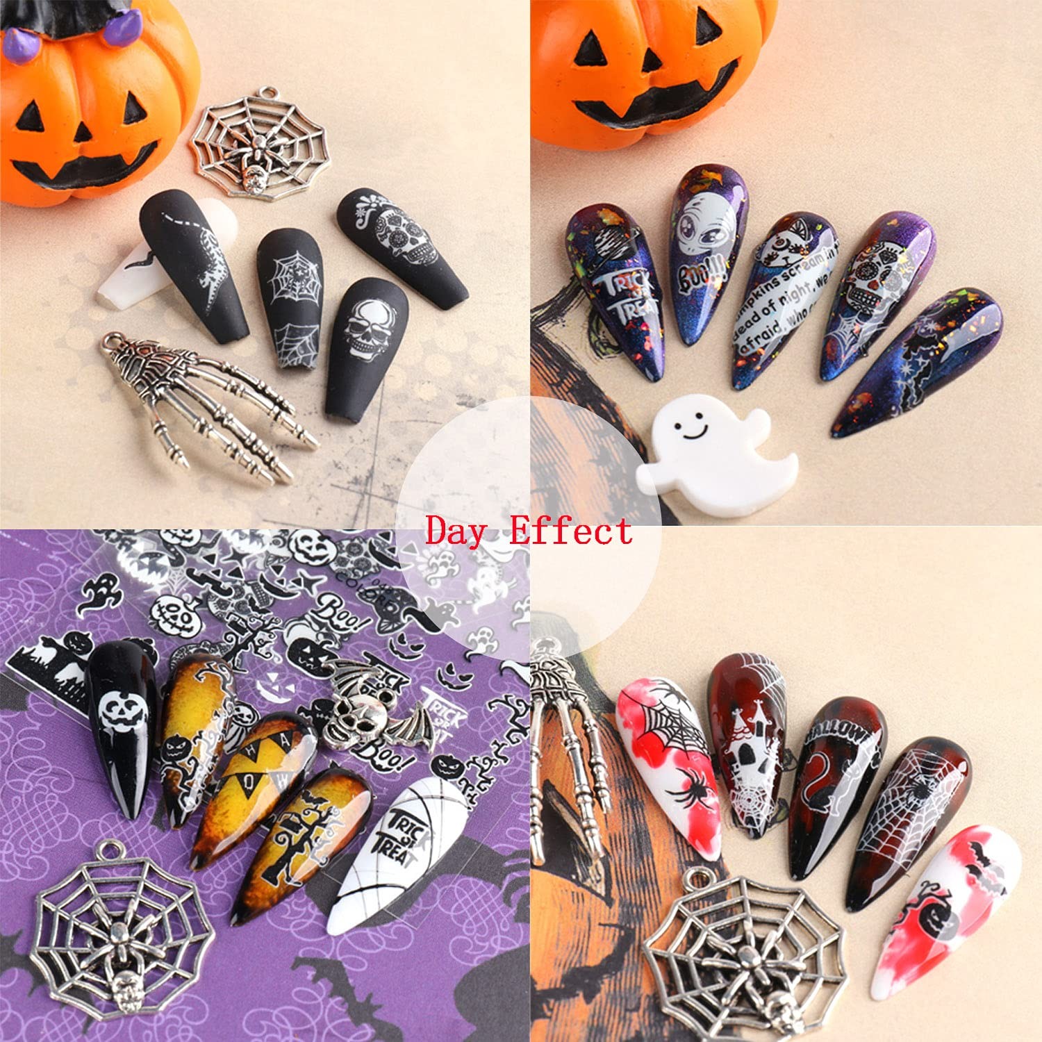 Halloween Nail Art Stickers, Luminous Design Glow in The Dark Multi
