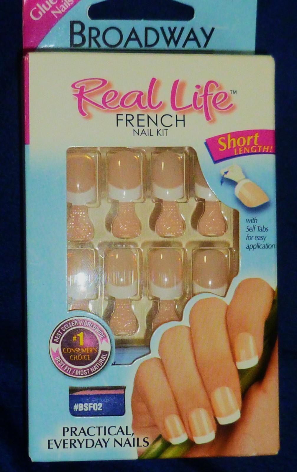 FRENCH NAIL KIT Glue On Tabs, Short Length, Square & MOOD CHANGING NAIL POLISH