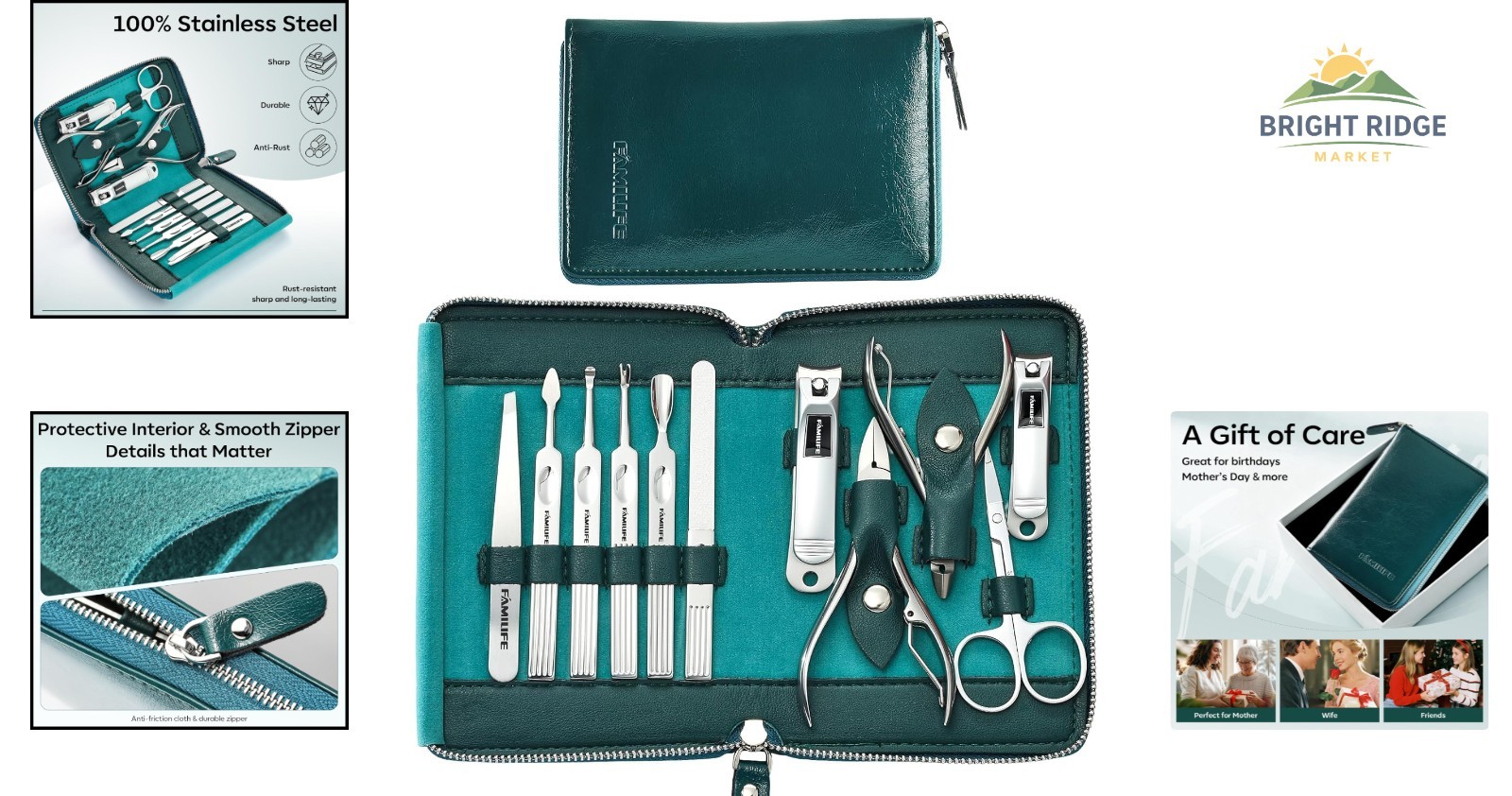 Men’s 11 Piece Nail Kit, Professional Stainless Steel Tools with Travel Case