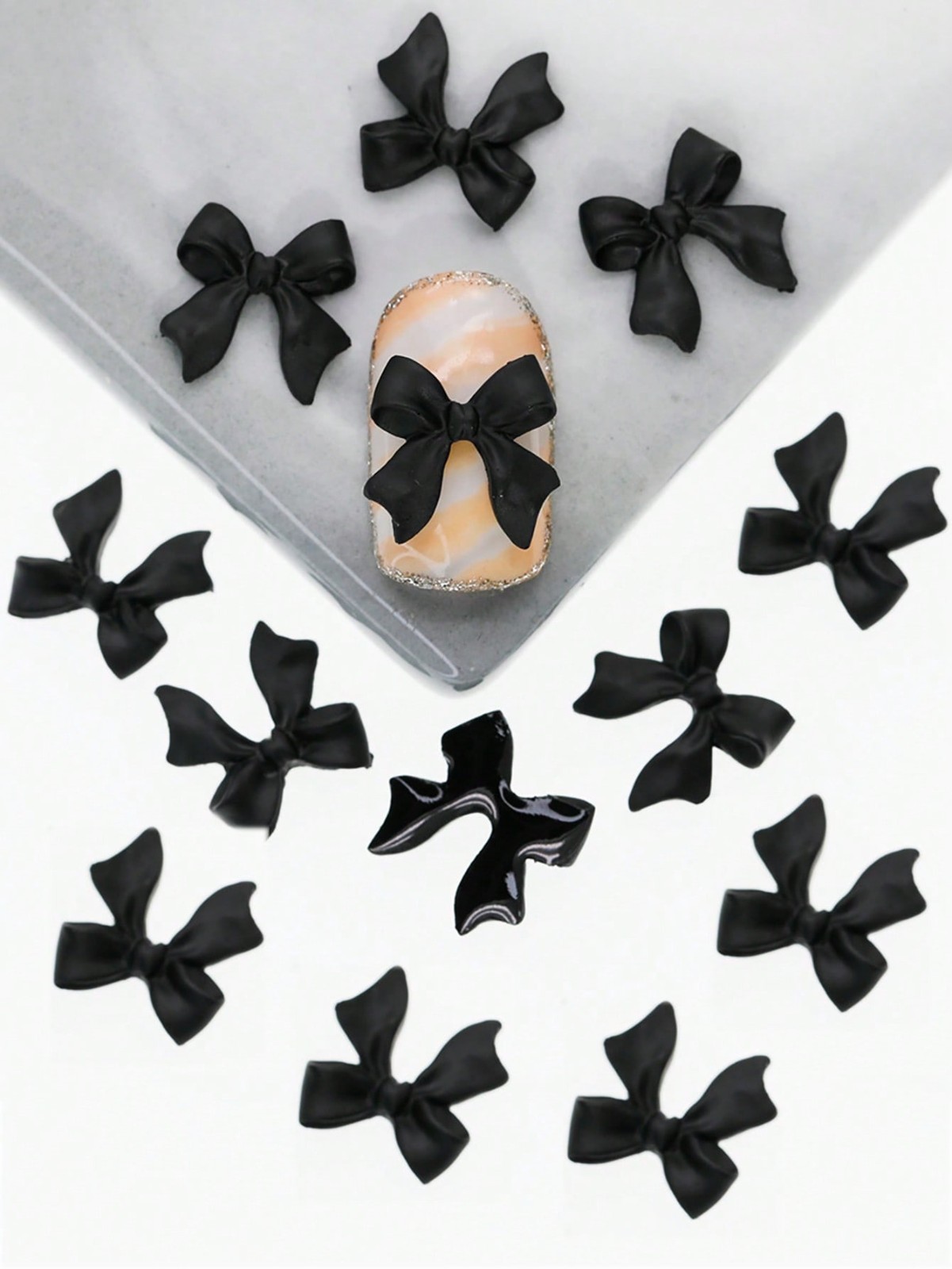 50PCS Resin 3D Nail Art Bows Nail Decoration Ribbon Crystal Aurora Bow Tie Gems