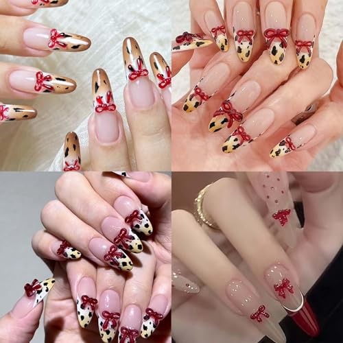 12Grid Bow Nail Charms 3D Red Bowknot Nail Art Rhinestone Design Rhinestone 02