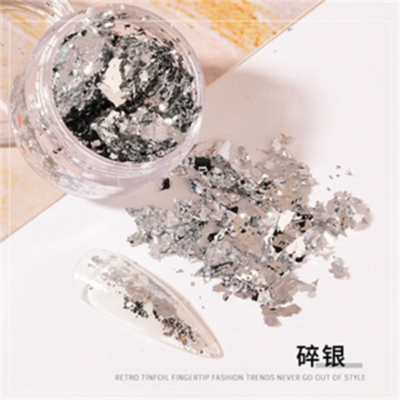 Gold Nail Stickers Sequins 3pcs Decorative Gold and Silver Shell Nail Polish