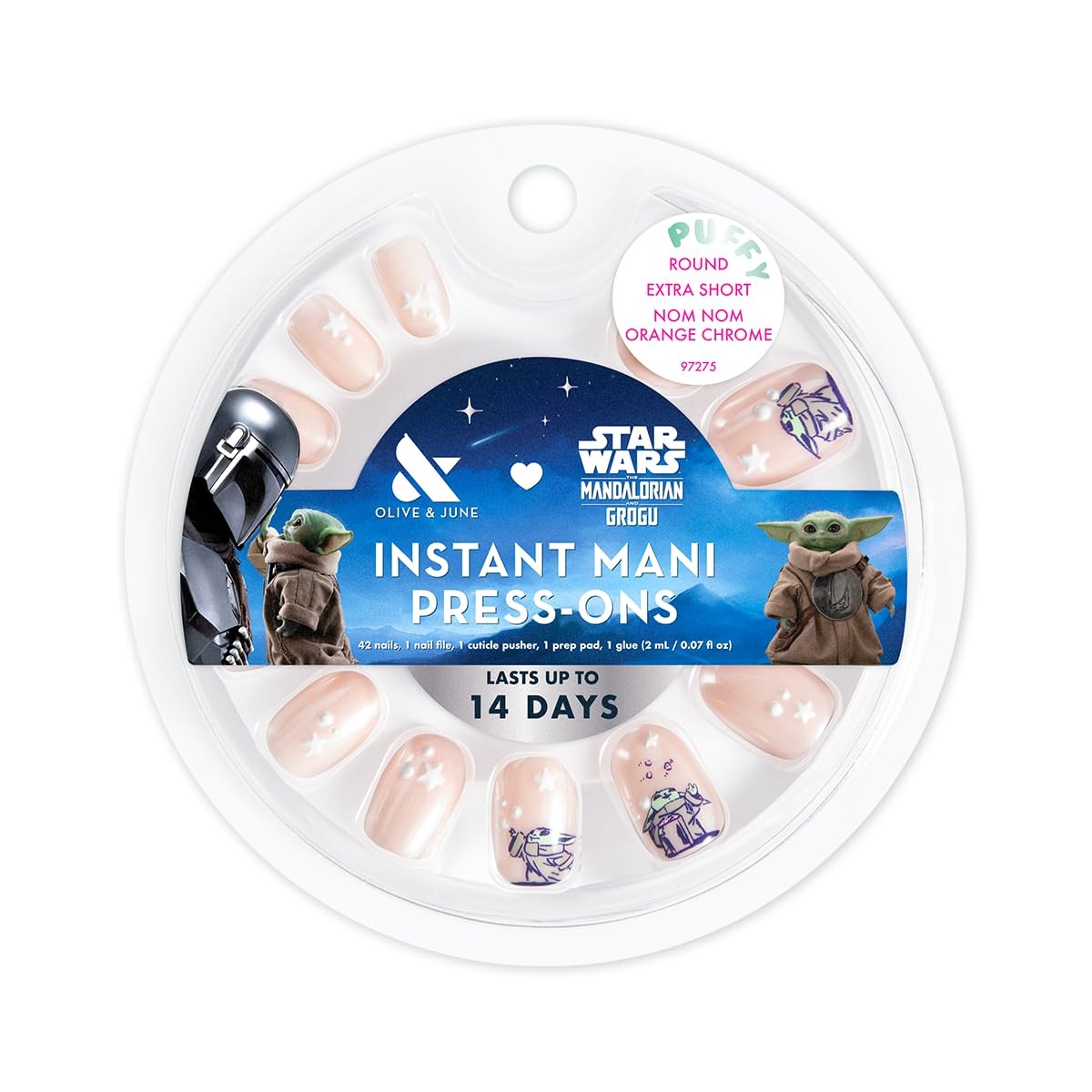 Olive & June Instant Mani Press-On Nails (Glue) Short, Nom Orange Chrome