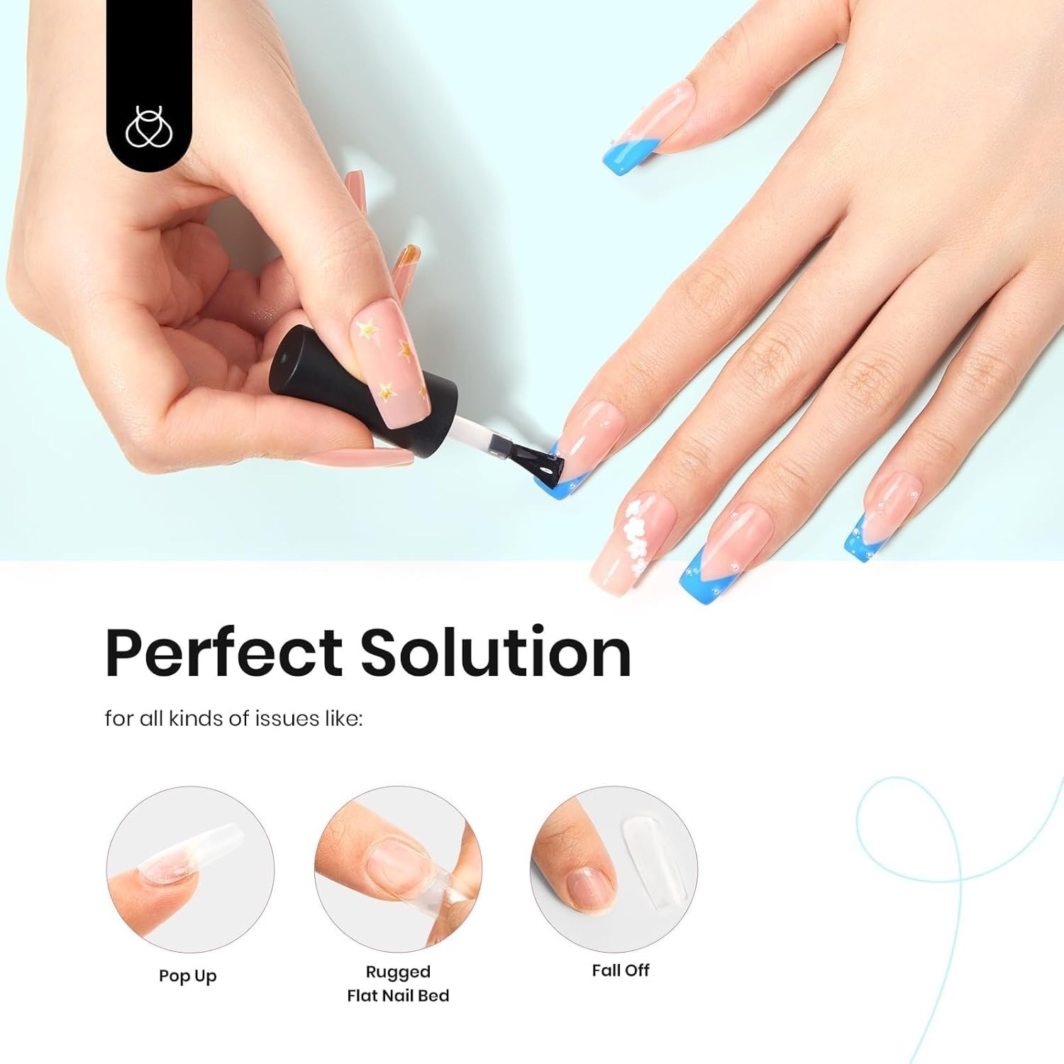 Beetles 9 in 1 Nail Glue Gel for Nail Tips and Clear Acrylic Nails Long Lasti…