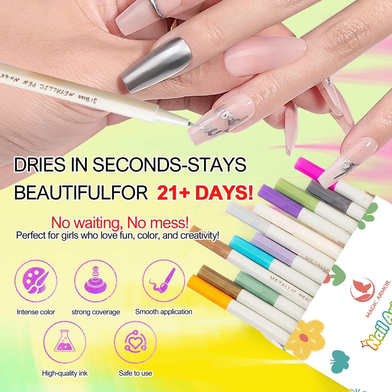 30 Metallic Nail Art Pens Set – 3D Acrylic Paint Markers for DIY Manicure & Desi