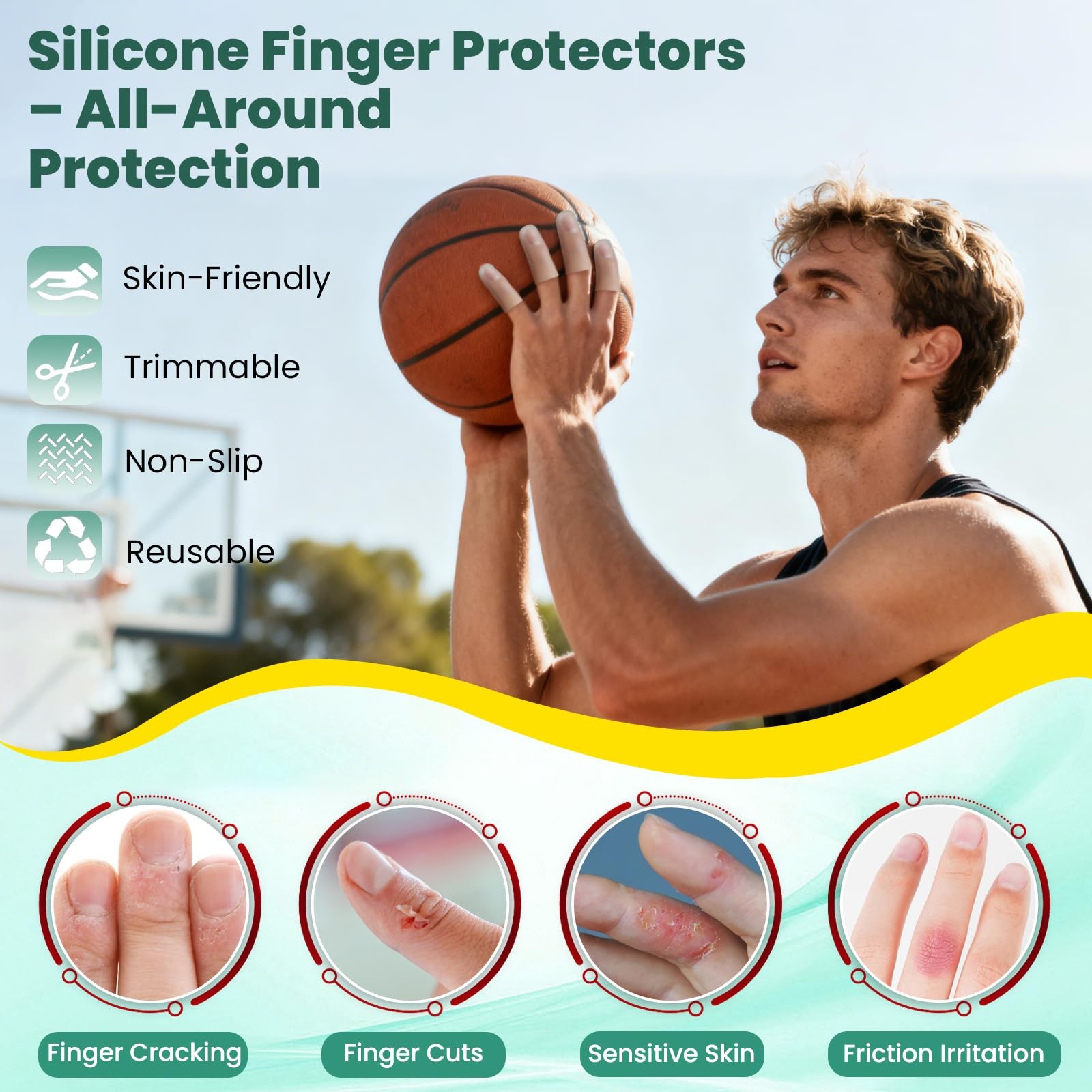 TASZOOS Gel Finger Cots & Finger Sleeves – 20 Pcs Silicone Finger Protectors …