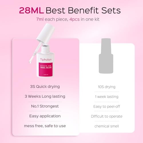 28ml Brush On Nail Glue for Press On, Acrylic Nails – Super Strong, 4pcs
