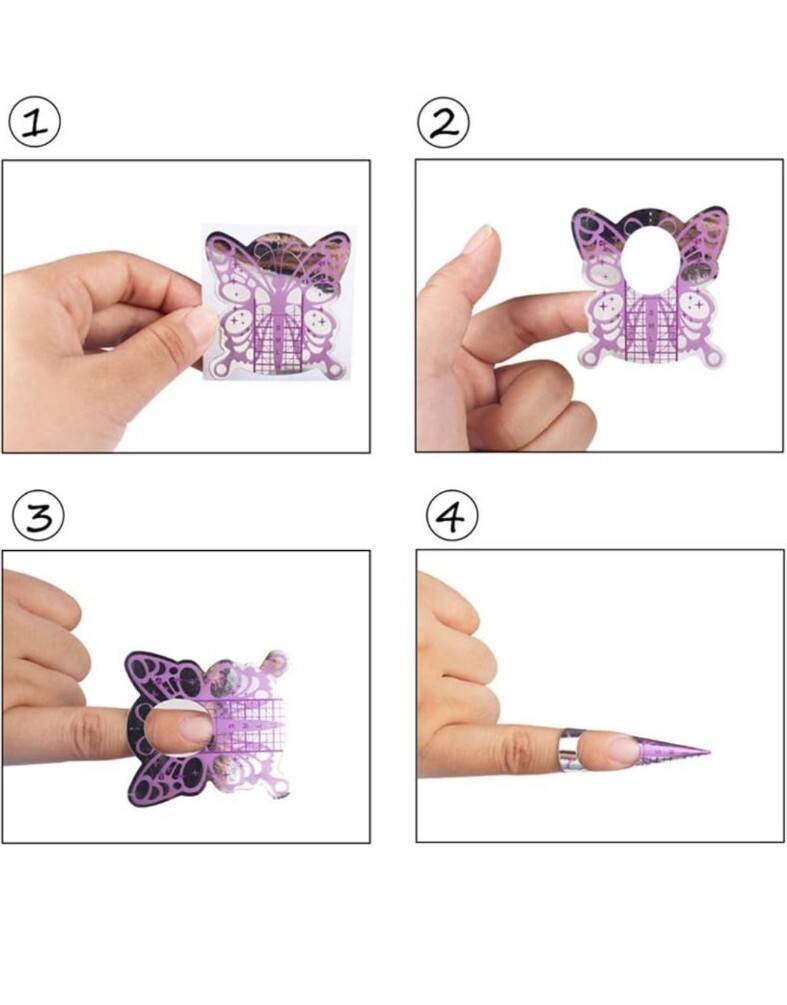 500pcs Pink Adhesive Butterfly Nail Form for UV Gel Tips Extension Nail Art Tool