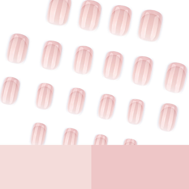 24pcs Minimalist French-style Rose-pink Edge Press-on Nails, Short Square Shape